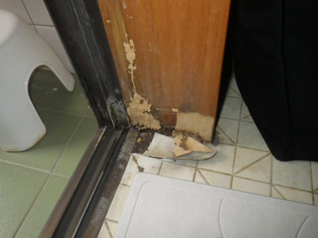 浴室洗面の敷居部分の被害